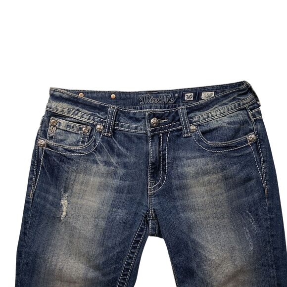 Miss Me Easy Capri Embellished Denim 30 Jeans Womens Rodeo Y2K - Picture 8 of 8